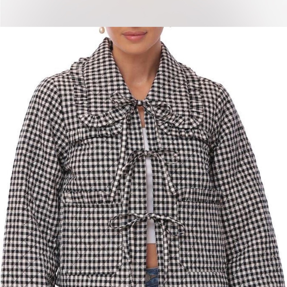 Avec Les Filles Black and White Gingham Puffer Jacket